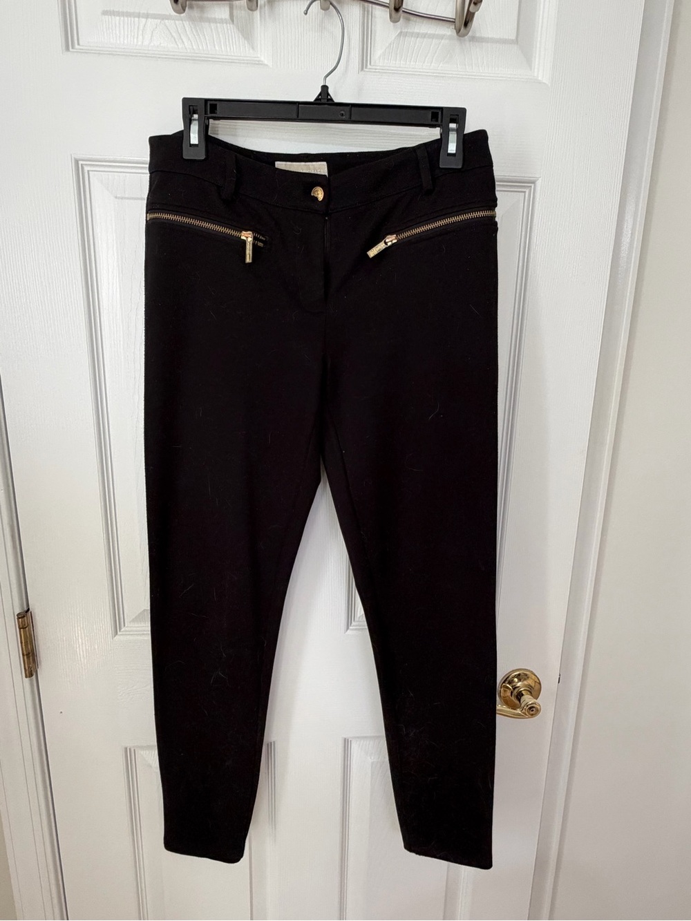 MICHAEL Michael Kors Black Skinny Jeans with Gold Zips